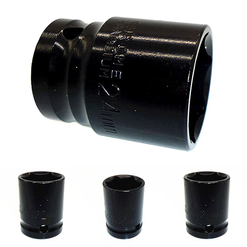 21/22/24/27mm chrome-vanadium steel Impact Socket 1/2" Square Drive 6 Point Metric Sockets Wrench Air Tool Black