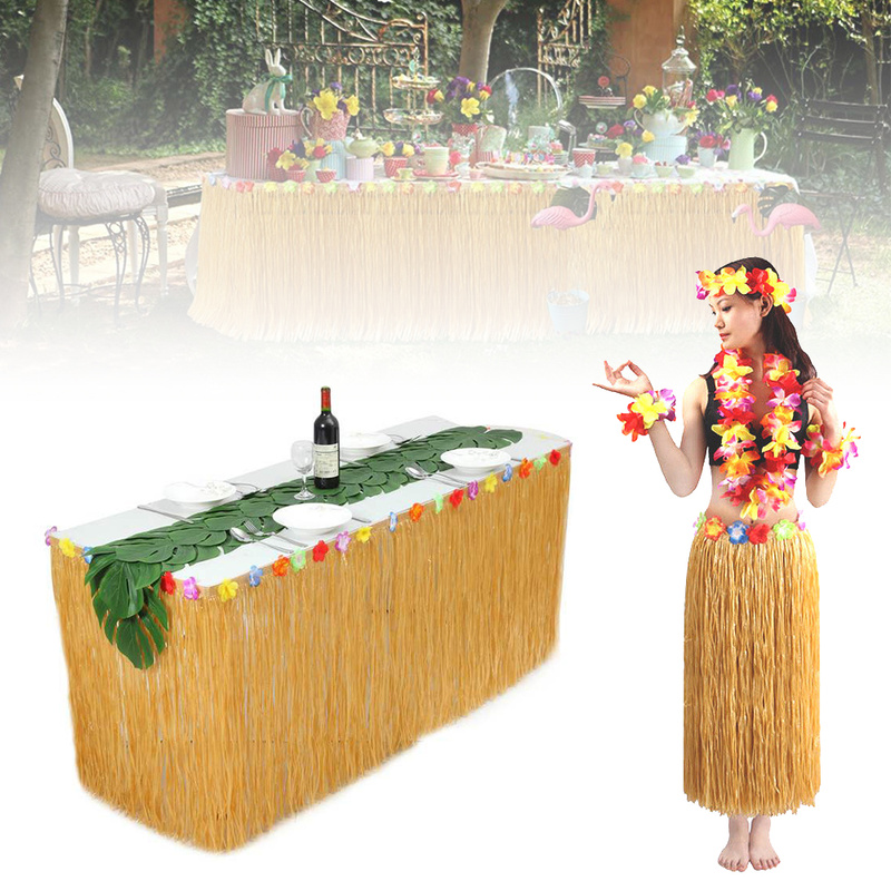 109pcs Summer Tropical Hawaiian Party Table Skirt Artificial Palm Leaves Flower Jungle Beach Theme Hawaii Party Decoration