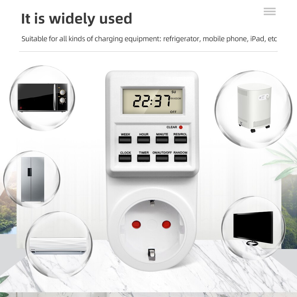 Electronic Digital Timer Switch Socket 24 Hour Cyclic Kitchen Timer Outlet Programmable Timing Socket EU UK AU US BR FR IT Plug