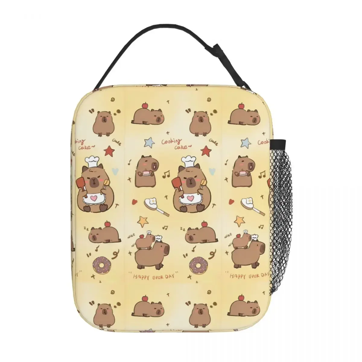 Bee And Capybara Thermal Insulated Lunch Bags for Travel Bee Cappy Reusable Food Container Bags Cooler Thermal Lunch Boxes: Lavender