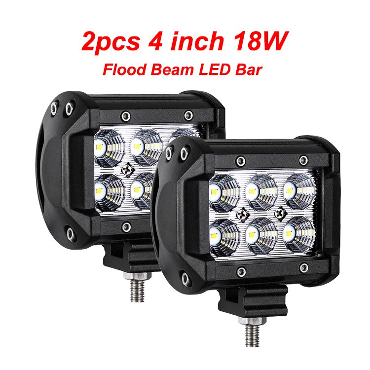 NLpearl 4-20inch Spot Flood LED Light Bar 12V 24V Offroad LED Bar for Car Boat 4x4 Truck 18W 36W 72W 126W Combo LED Work Light: 2pc 18W flood bar