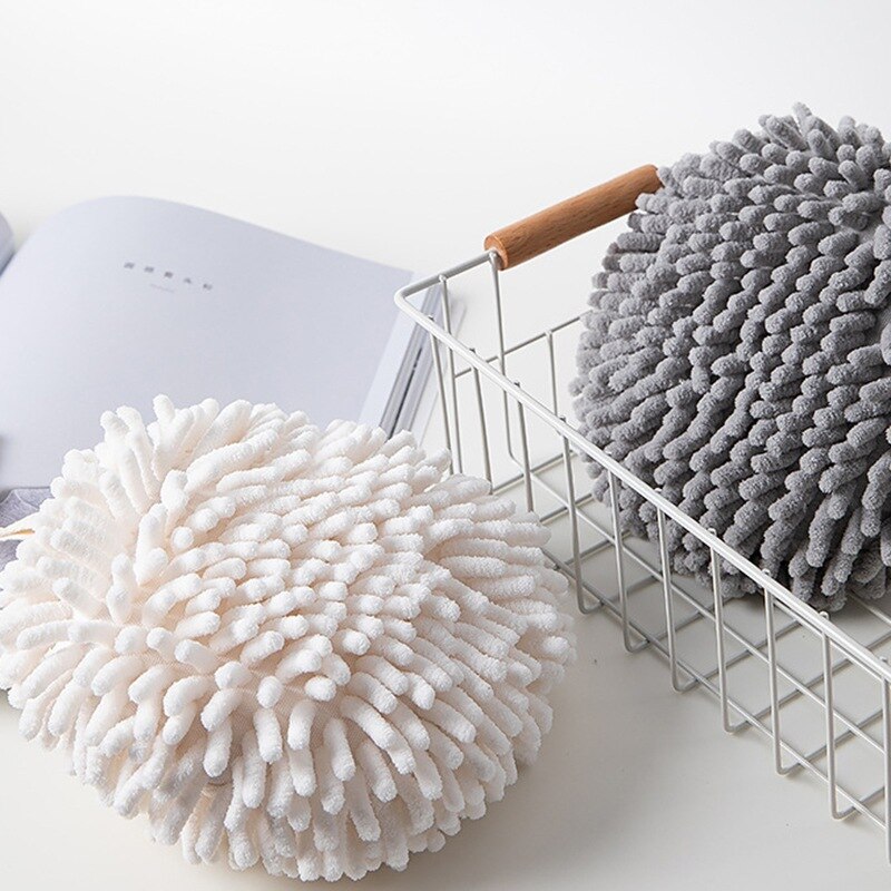 Chenille Hand Towels Kitchen Microfiber Hand Towel Ball with Hanging Loops Quick Dry Soft Absorbent Towels Bathroom Supplies