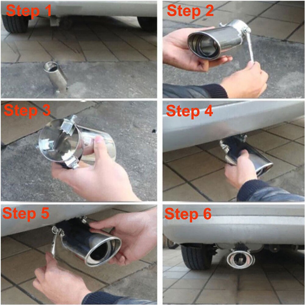 Universal Stainless steel Car Exhaust Pipe Car Vehicle Rear Round exhaust Pipe Tail Muffler Tip Chrome Exhaust Round System