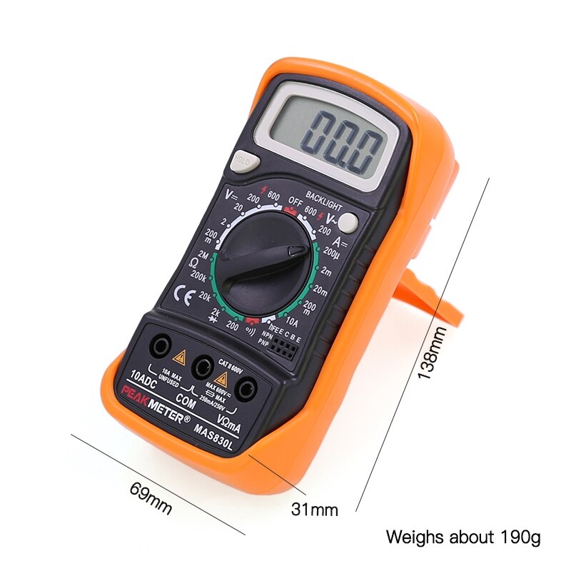 MAS830L Pocket Digital Multimeter with Resistance AC / DC Voltage Tester Handheld Multifunction Meter