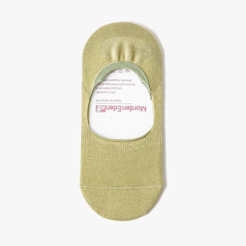 Calcetines invisibles antideslizantes para mujer, calcetín de silicona de corte ultrabajo, Fondo de algodón fino, de verano, 1 par: Pea green