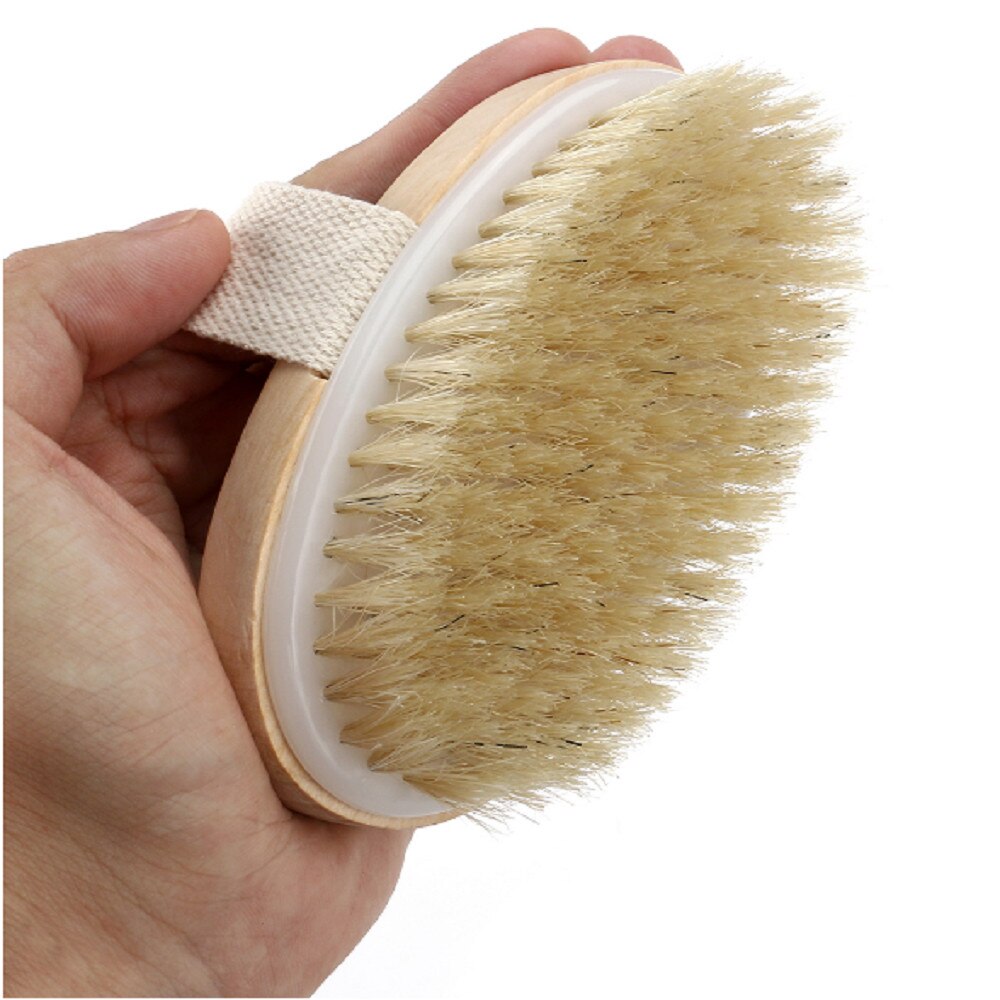 Natural Bristle Body Soft Massage Brush With A Long Handle Massager For Bath Back Brushes Shower Cellulite Dry Brushing Tools: 0703482