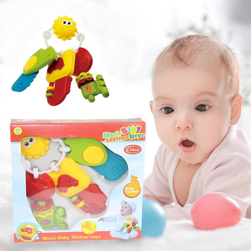 BeißRing Keychain bilden Baby BeißRing Spielzeug einstellen Musik Kognitive Art Pädagogisches Rassel Monate Kleinkind