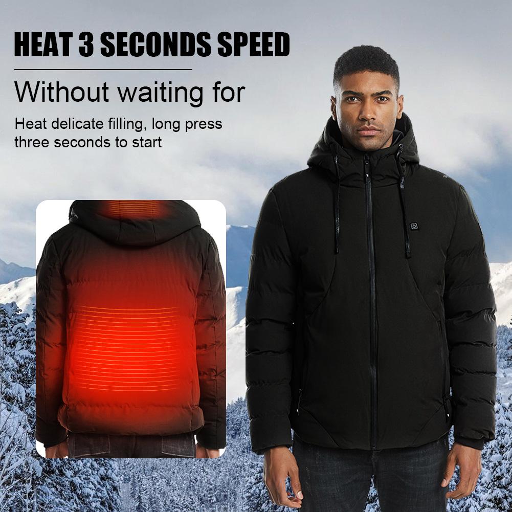 USB Heated Jacket Coat For Men Women Winter Waterproof Long Sleeve Hooded Down Hiking Electric Thermal Warm Heating Clothing