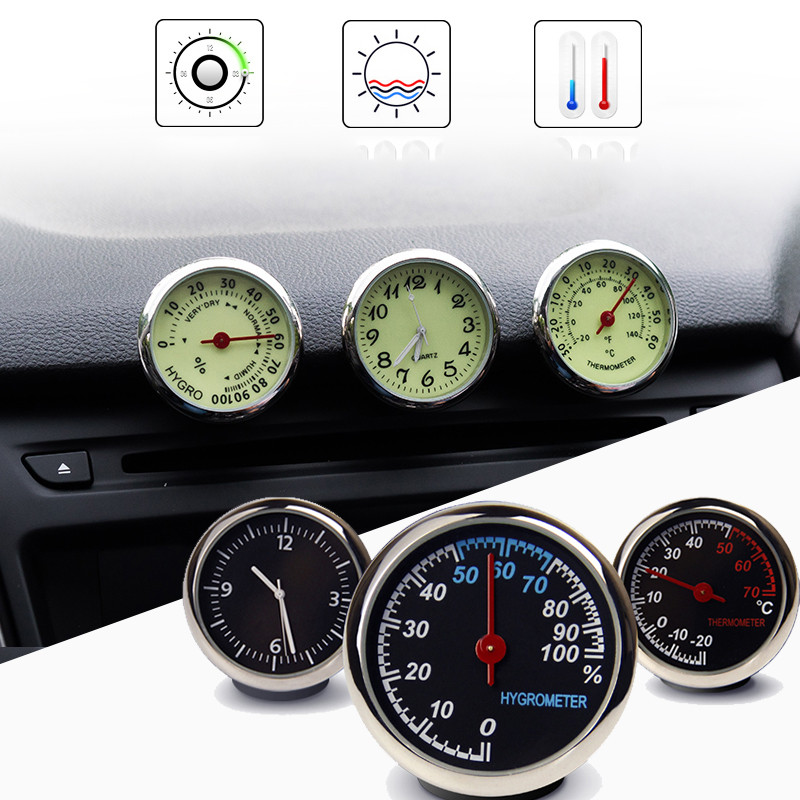 Mini reloj luminoso para coche, termómetro, higrómetro, reloj de cuarzo Interior para coche, accesorios automotrices, tablero de instrumentos, decoración para coche,