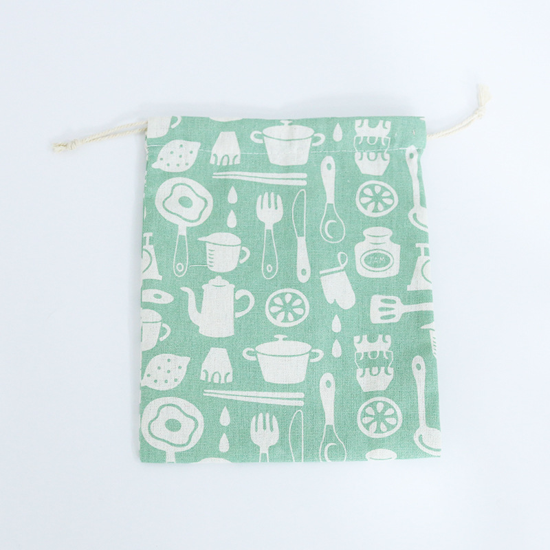 Mode Multifunctionele Draagbare Reizen Cosmetische Zak Katoen Trekkoord Student Doek Bag: DarkGreen-M
