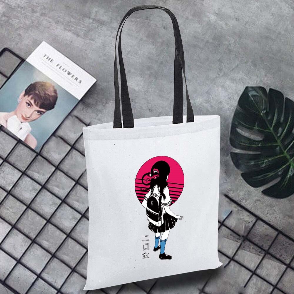 Wilde Ecobag Moeiteloos Canvas Draagtas Japan Patroon Draagbare Vrouwelijke Boodschappentas Dames Schoudertassen: japan028