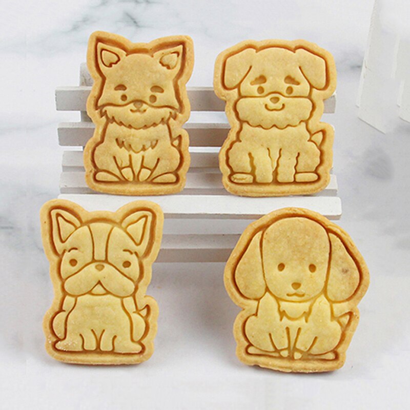 1Pc Hond Cookie Cutters Biscuit Mold Vorm 3D Cookie Plunger Cutter Cartoon Cookie Embosser Mold Fondant Icing Biscuit Snijden sterven