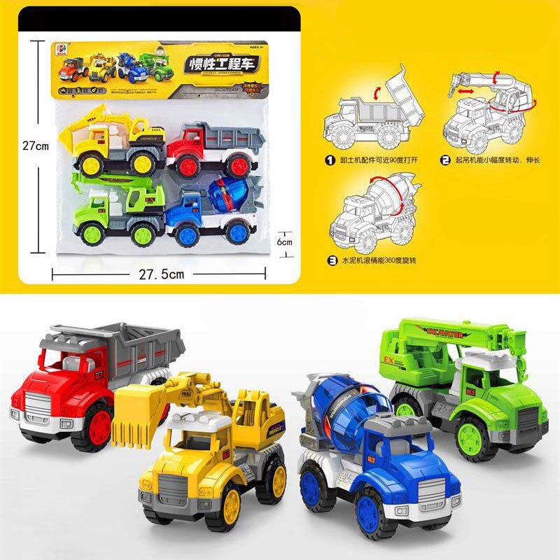 Car set Children&#39;s inertial engineering team baby excavator toy city sanitation toy car: BJ650