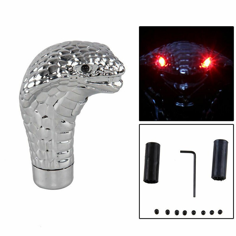 ! Neue Chrom verrotten Blau LED Augen Auto Manuelle Getriebe Schaltknauf Schalthebel Schlange Universal- verrotten/Blau LED Augen Auto zubehör