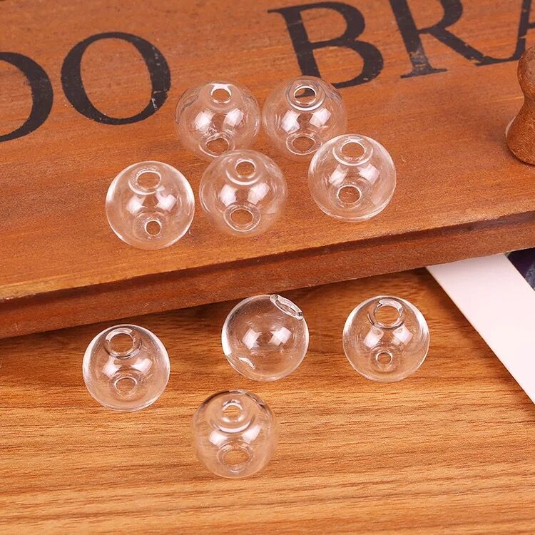 5pcs 6~30mm Transparent hollow glass ball with double hole round bubble vial glass globe orbs jewelry findings beads Accessories