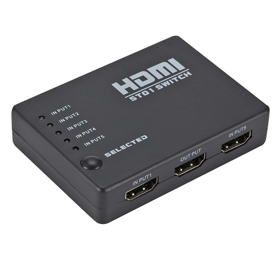 YIGETOHDE 5 Port HDMI Switch 1080p Selector Splitter Hub with IR Remote Controller for HDTV DVD BOX HDMI Switcher 5 In 1 Out