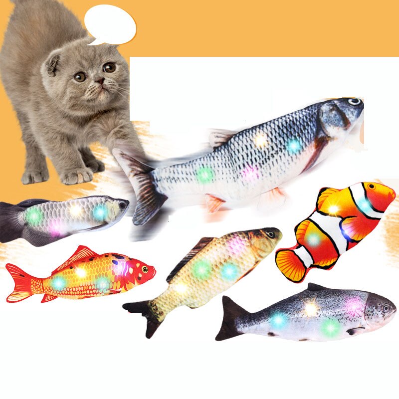 30CM Cat Toy Fish USB Electric Charging Simulation Dancing Jumping Moving Floppy Fish Cat Toy Electronic Fish For Cats Toys