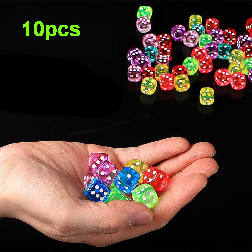 10 Pcs 14Mm Transparant Clear Kleurrijke Ronde Hoek Cubes Acryl Club Game Dice Gokken Board Game