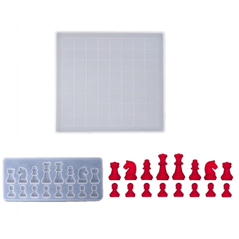 Chess Board Silicone Resin Mold 2Pcs Chess Silicone Mold for Resin Casting Craft