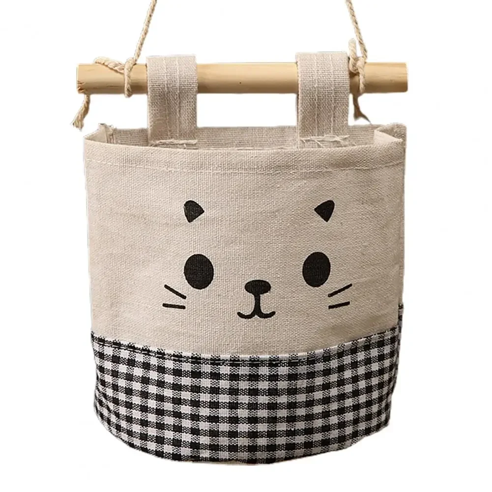 Thuis Keuken Deur Muuropknoping Organisator Zak Tas Diversen Opslaghouder Kat Decor Katoen Vlas Wandzakje met Lanyard: Light Grey