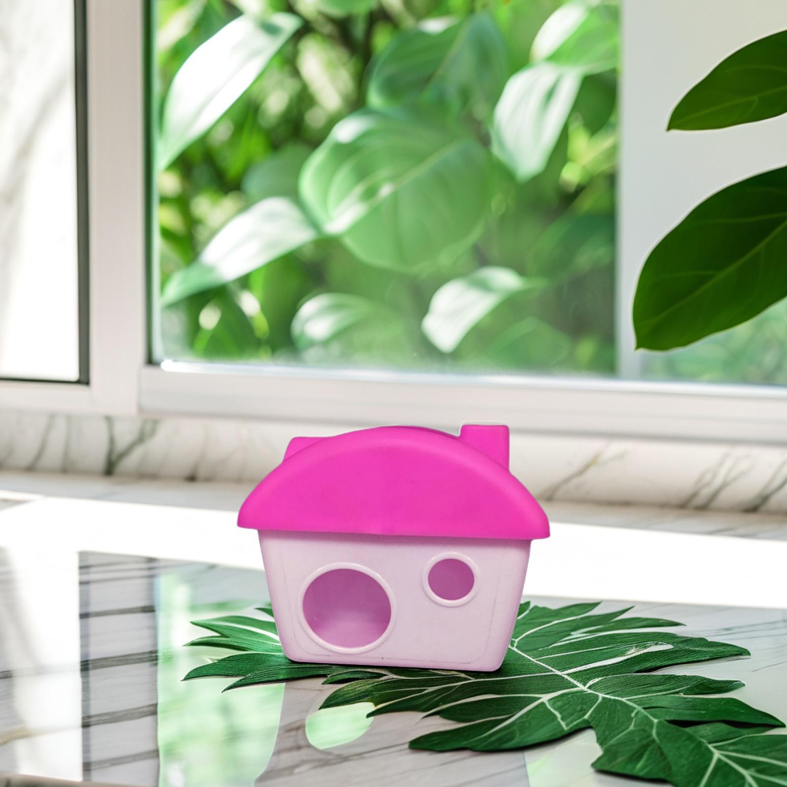Rosa plástico hamster esconderijo casa castelo para cobaia chinchila brinquedos gaiola acessórios seguro material resistente cor brilhante