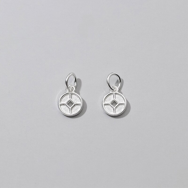 925 argent Sterling apporter Fortune pièce de monnaie chinoise Dangle breloques 8MM argent à venir pendentif en argent pour femmes hommes bijoux à bricoler soi-même faire: silver 1pcs