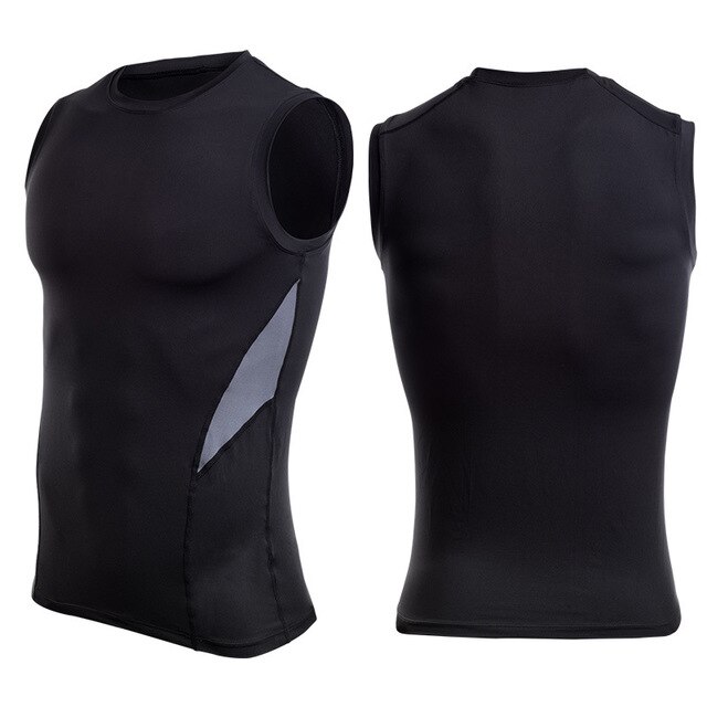 Dry fit ærmeløs herre løbevest gym fitness skjorte sommer slim tank tops sportsvest bodybuilding træning singlet: Sort grå / Asiatisk størrelse xl