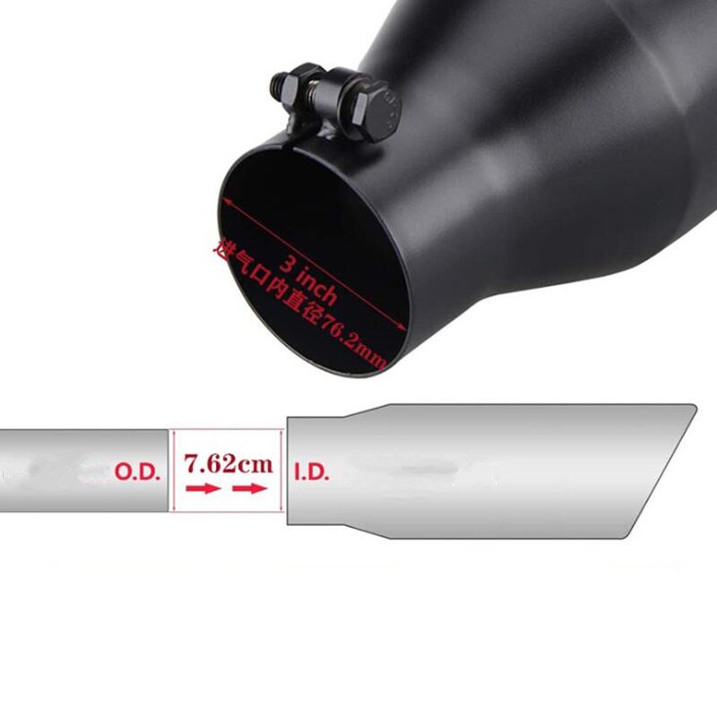 Universele Auto Uitlaat Tip 3 "Inlaat 5" Outlet Auto Staart Pijp Uitlaat Dual Muur Hoek Cut Outlet Nozzle