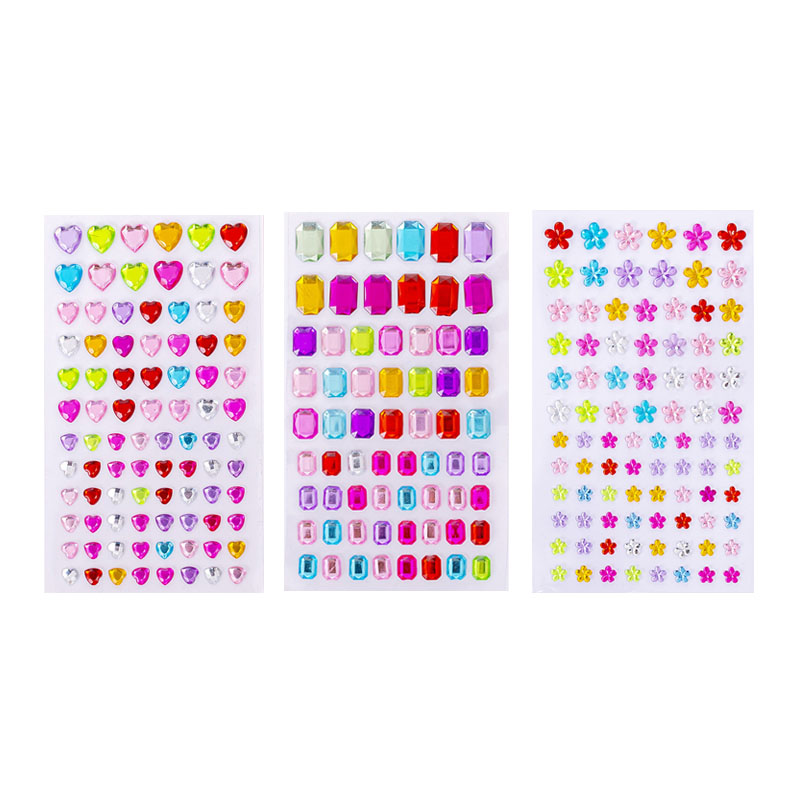 1-6Sheets 3D Gem Acrylic Crystal Stickers Kids DIY Decoration Self Adhesive Jewel Crafts Sparkly Rhinestone Stickers Girls: Yellow