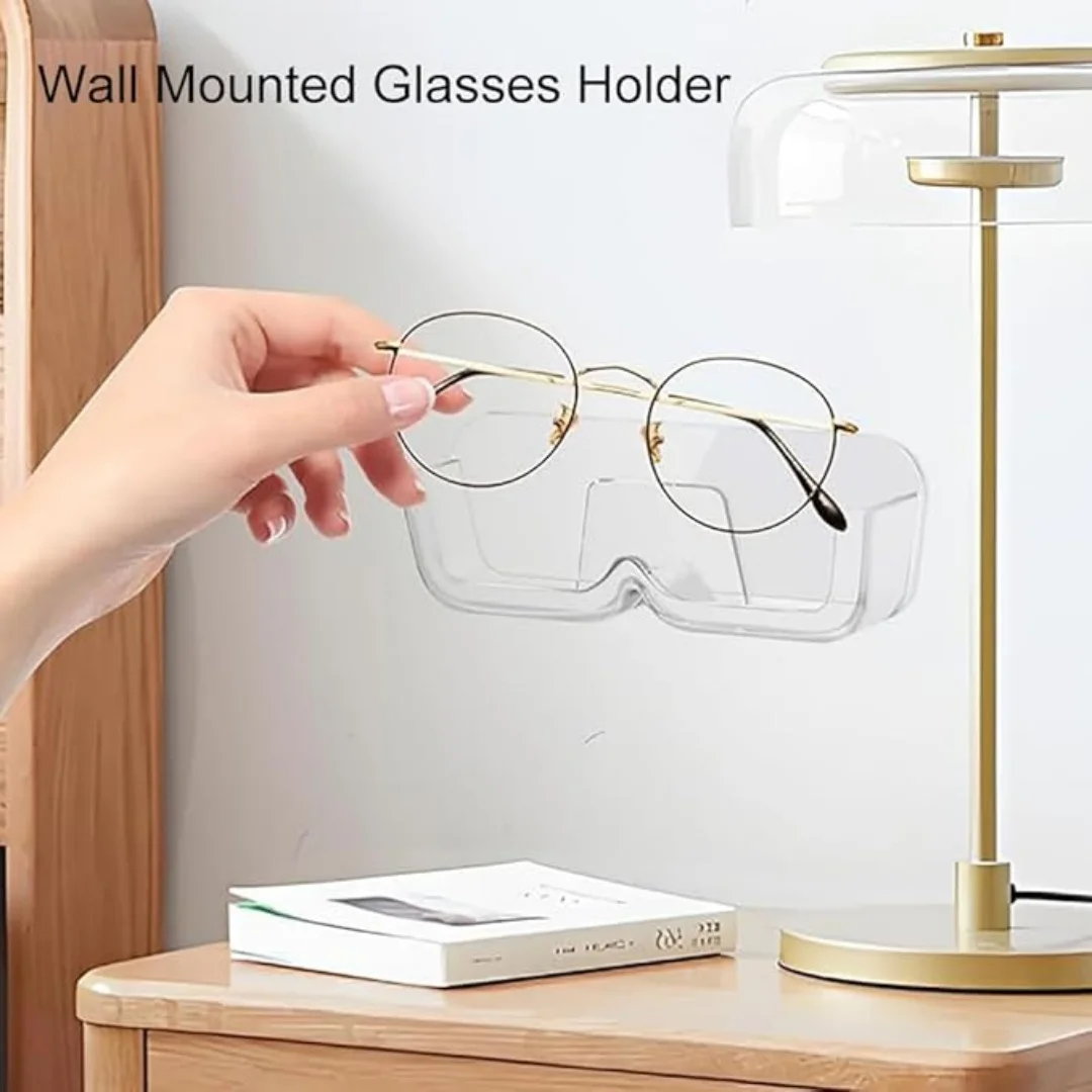 Eyeglasses Holder Stand, Sunglasses Storage Organizer, Wall Mounted Glasses Display Case with Adhesive Sticker for Home Office