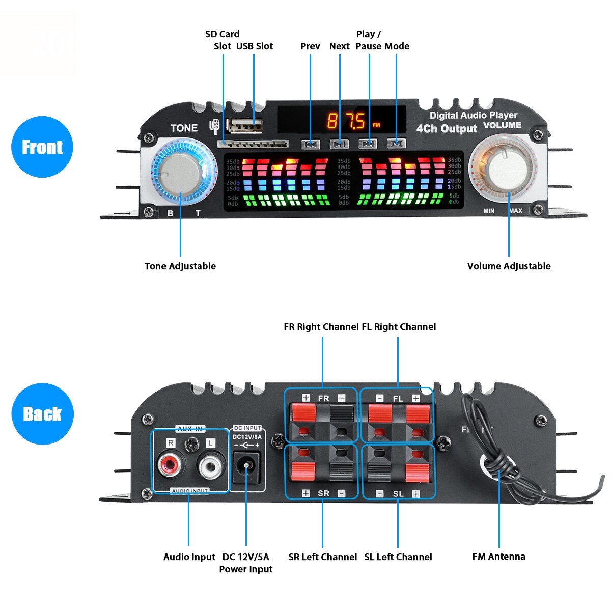 BT 998 Hifi Audio Home Digitale Versterkers Car Au Grandado