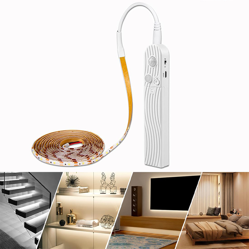 LED-Lichtleiste mit Bewegungsmelder, LED-Lichtleiste, Schrankleiste, Beleuchtung, AAA-Batterie, wasserdicht, für Küche, Kleiderschrank, Schrank, Speisekammer, Schrank