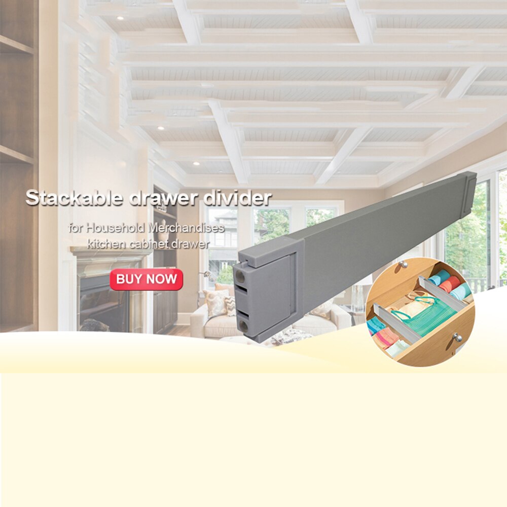 370510MM Drawer Dividers White Spring Loaded Expandable Kitchen Bedroom Organizer Aluminum Storage Baffle on