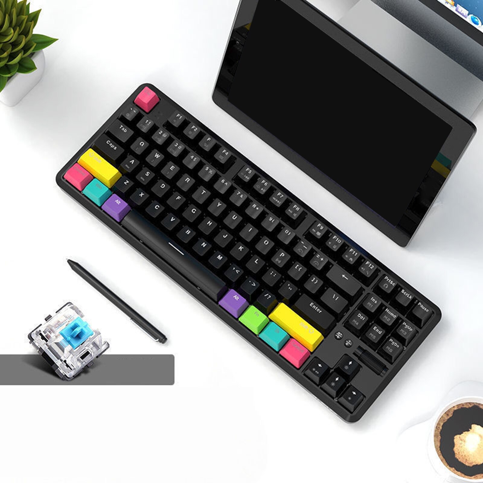 Ajazz K870T Mechanische Toetsenbord Met Rgb Backlit Draadloze Bluetooth Gaming Toetsenbord Pbt Keycaps 87 Toetsen