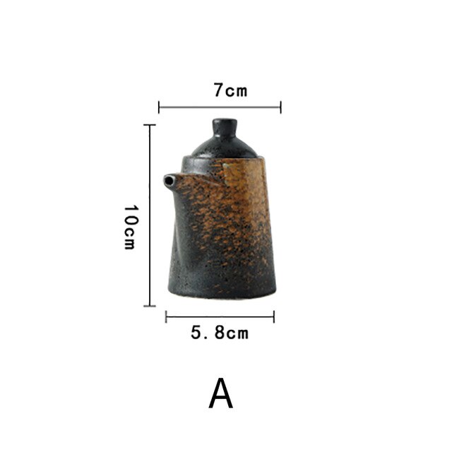 Japanese and Korean Seasoning Bottle Set Japanese Cuisine Sashimi Soy Sauce Bottle Pepper Pot Ceramic Spice Bottle Jar Set Retro: A