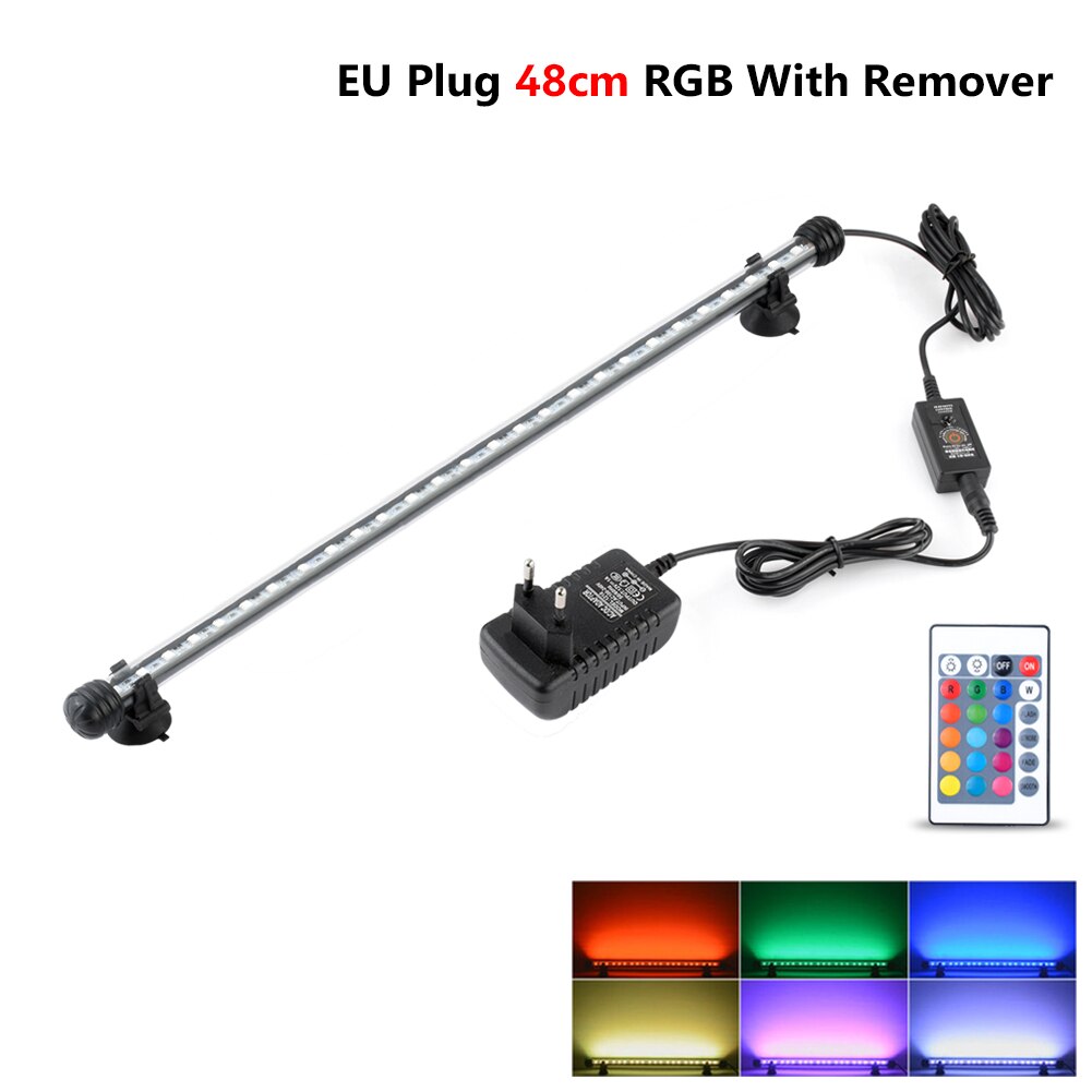 Lampe Submersible US 220V V | Lampe US, V, projecteur d'aquarium, télécommande 19 / 28 / 38/48cm, prise US, éclairage direct: 48CM RGB with Remote