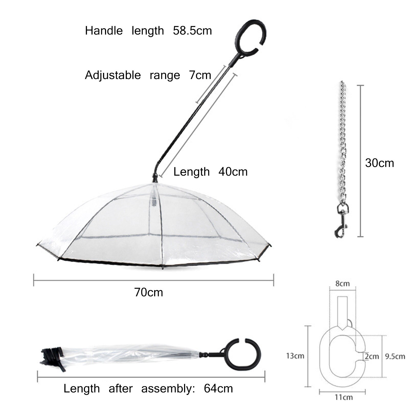 Ombrello a forma di C regolabile trasparente per animali domestici che camminano in pioggia o impermeabili da neve ombrello per cani consegna veloce Dropshipping