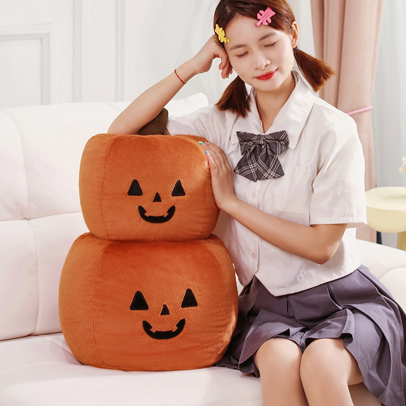 Hochwertige orangefarbene Halloween-Kürbis-Plüschpuppe, süßes Kürbis-Plüschkissen, Urlaubsdekoration, für Jungen und Mädchen