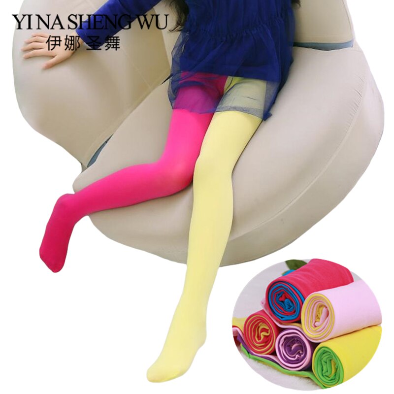 printemps et automne fille couleur bébé velours Ballet collants enfants deux couleurs couture Leggings AB chaussettes enfants danse collants