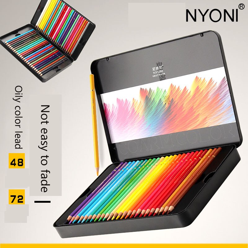 NYONI 12/24/36/48/72/120 Colors Colored Pencils Oil-based Lapis De Cor Soft Core Art Supplies