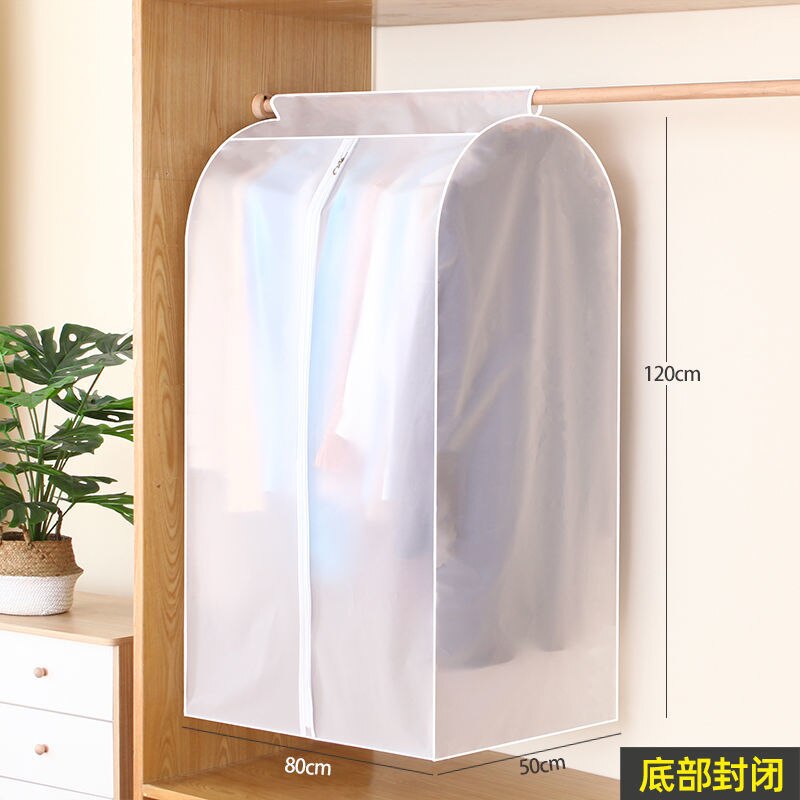 Verdikking Stofkap Voor Kleding Transparante Jas Dust Covers Jas Jurk Kledingstuk Cover Rits Kleding Case Closet Organizer: H120 W80 D50