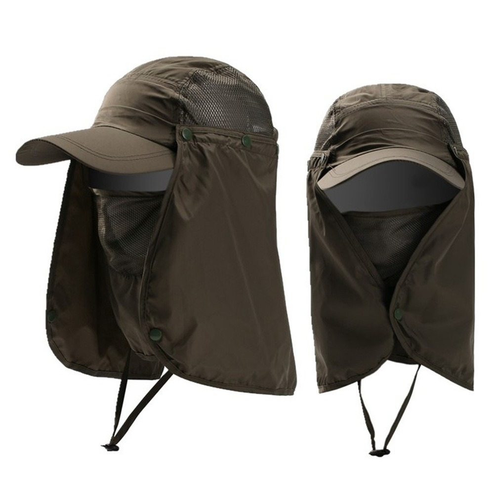 Vissen Hoed Voor Mannen &amp; Vrouwen Outdoor Uv Zon Bescherming Brede Rand Hoed Met Gezicht Cover En Hals Flap: Army Green