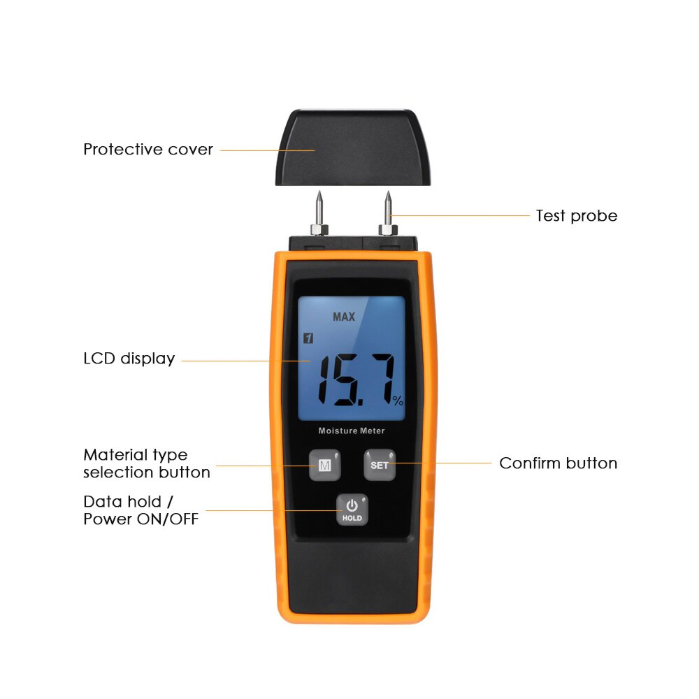 Handheld Mini Digitale Lcd Vocht Vochtigheid Meter Hout Plant Vochtmeter Detector Hygrometer Voor Hout Hout Gipsplaten