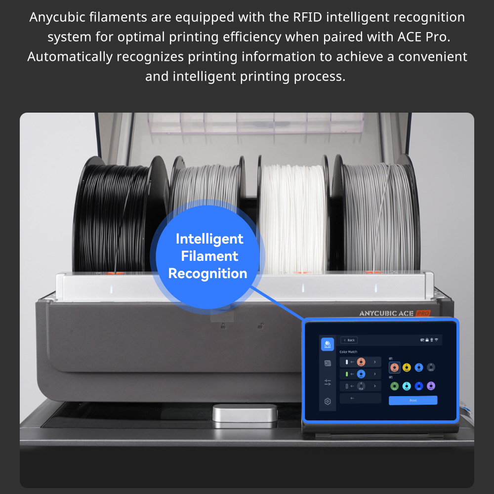 ANYCUBIC-filamento PLA Multicolor para impresora 3D, Material consumible de goma de plástico, 1,75mm, 1 kg/rollo, FDM, Kobra