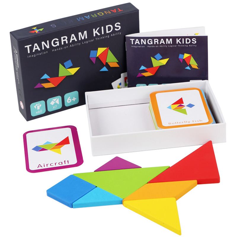 Wooden Tangram Jigsaw Puzzles Board Games Kids Montessori Educational Toys Children Kindergarten Geometric Shape Teaching Aids: Default Title