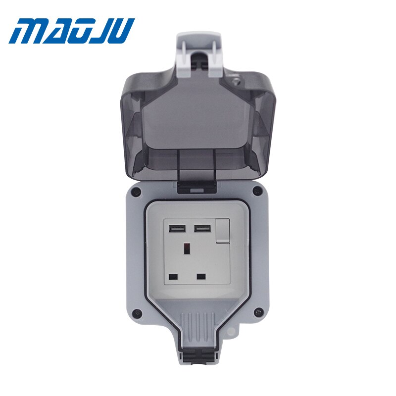 EU UK British Germany European Russian USB 1 Gang Waterproof Socket Enclosure Box Outdoor Outlet Weatherproof 13A 16A Plug In