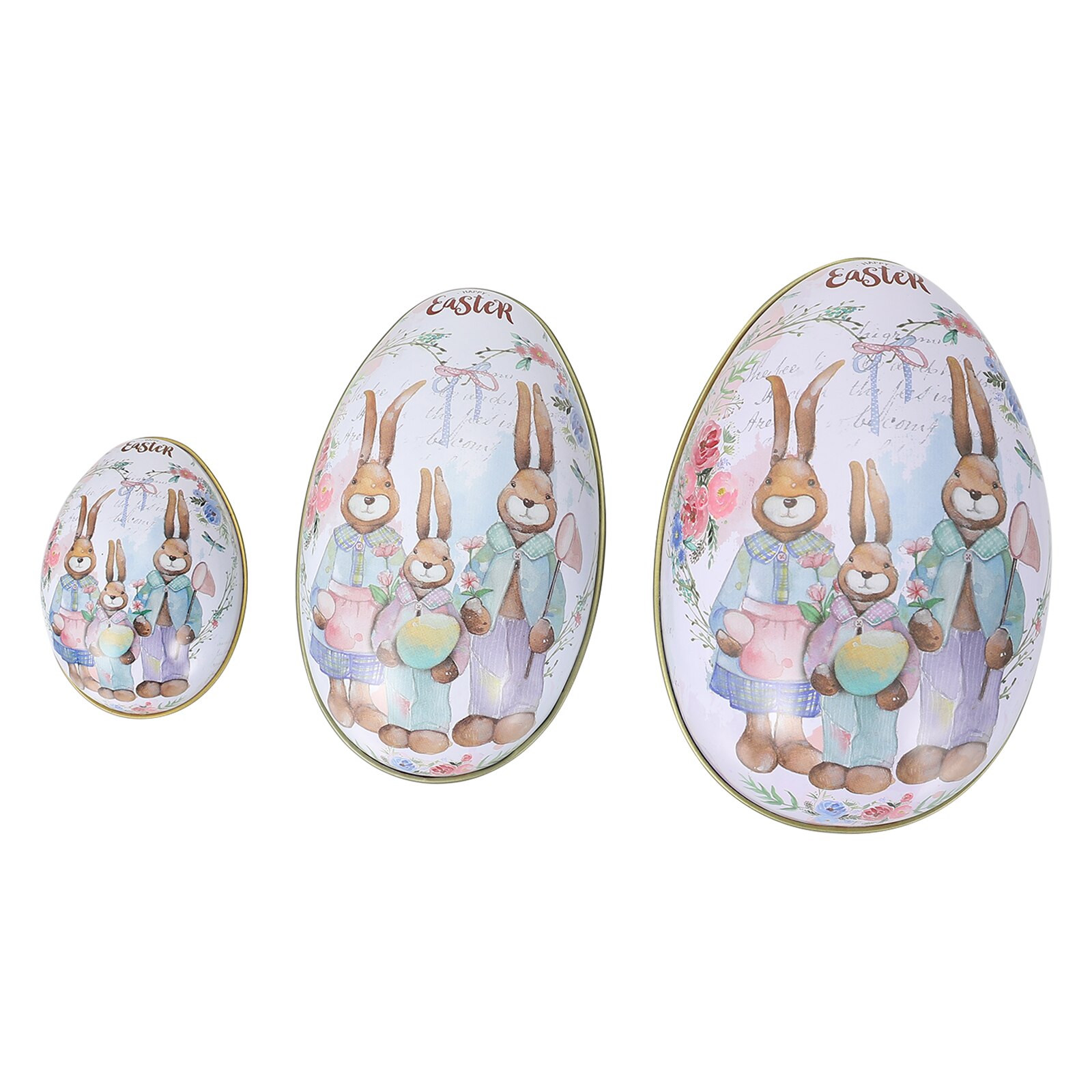 3pcs Easter Egg-shaped Candy Box Decorative Tinplate Box Package Box