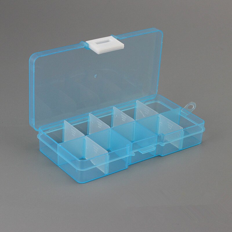 Bait Organizer Box Fishing Lures Case Tackle Storage Fisher Gear Bulk Outdoor 15 Slots Adjustable Plastic Fishing Box Lure H: Blue