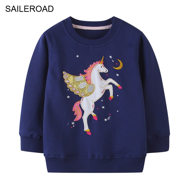 SAILEROAD Animal lapin broderie enfants Sweatshirts pour filles à manches longues chemises automne enfants vêtements à capuche filles hauts: 3058 same picture / 4T