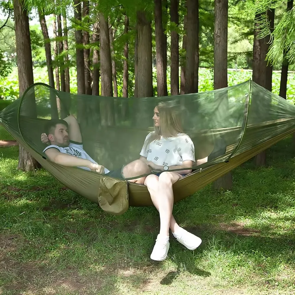 draussen Hängematte Zelt Camping automatische Nylon Hängematten Single doppelt mit Moskito netz tragbare Hängematte 2 Personen Garten Hängematten